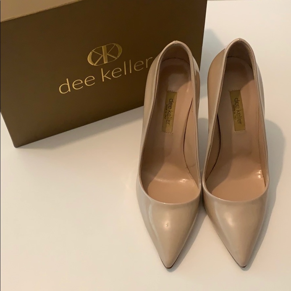 Dee Keller Nude Patent Leather Portia Pumps